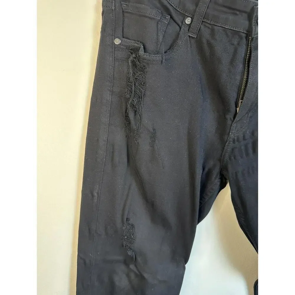 Paige Jeans Mens 34x32 Black Slim Distressed Stretch